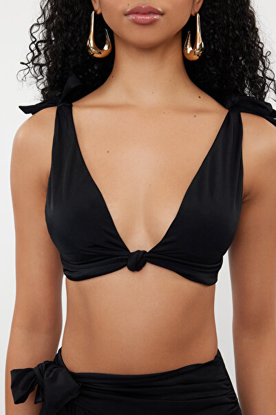 Trendyol Collection Black Bralette Knotted Bikini Top TBESS24BU00155