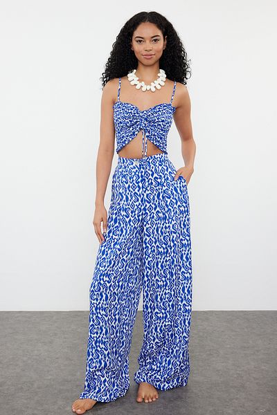 Trendyol Collection Ethnic Patterned Frilly Blouse and Trousers Set - TBESS24AU00032