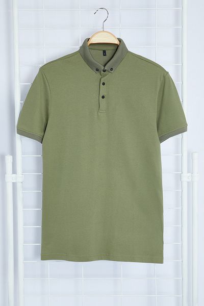 Trendyol Collection Тениска с поло яка каки - обикновена кройка TMNSS24PO00047