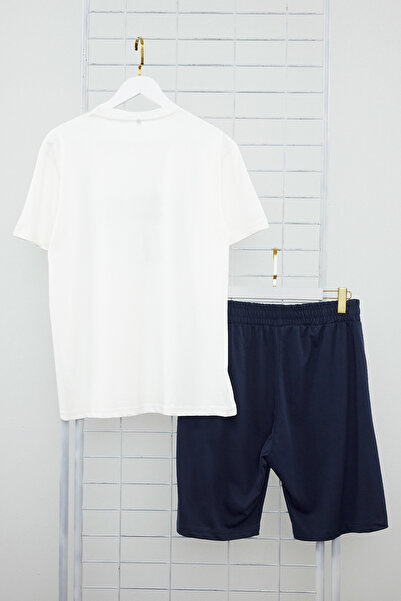 Trendyol Collection Темно-синій комплект літньої піжами Regular Fit Orme 100 бавовна відсортована THMSS21PT0216