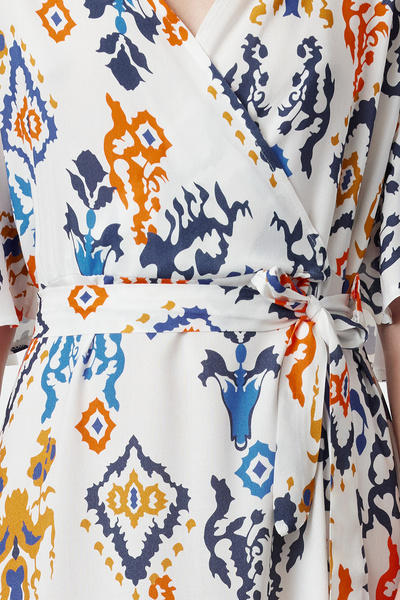 Trendyol Collection Multicolor Ethnic Belted Patterned A-line Double-breasted Collar Woven Dress TWOSS24EL01046