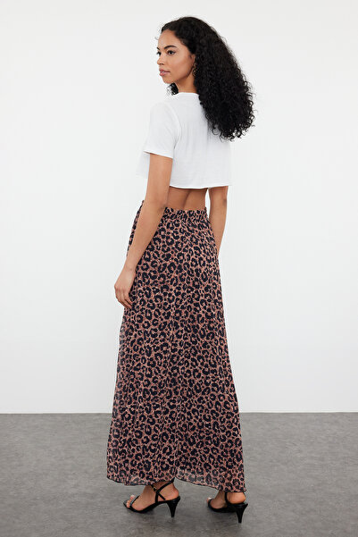 Trendyol Collection Leopárd mintás tarka szövött szoknya - TWOSS24ET00225