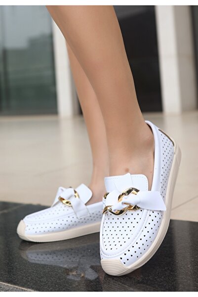 TREND Riwan White Skin Ballerina Shoes