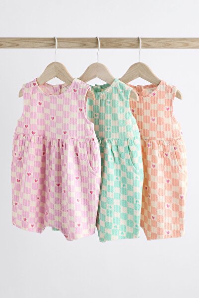 Next Baby Pastel Pink 3 Piece 100 Cotton Romper Set