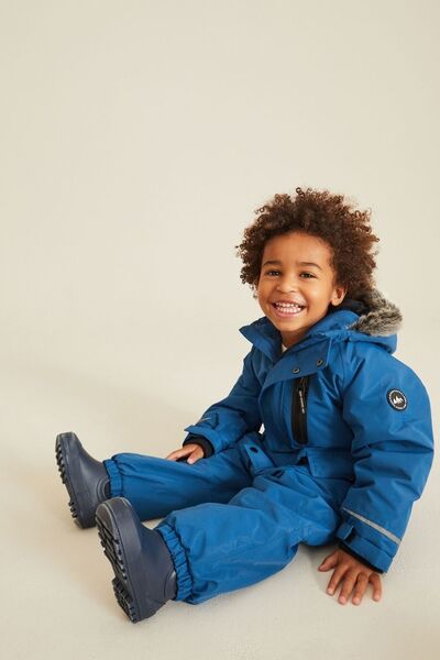 Next Baby Cobalt Blue Luxury Artificial Fur Detailed Snow Jumpsuit
