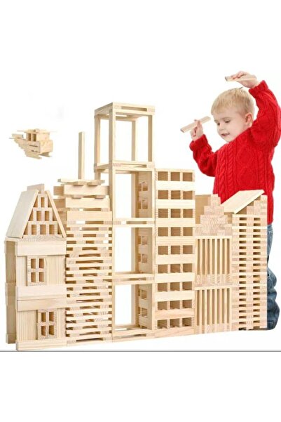 Depomiks Avm Ahşap Çok Renkli Bloklar Eğitici Geliştirici 200 Adet Yapı Blokl...