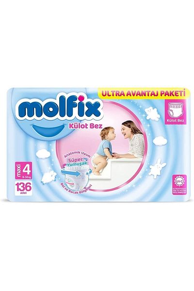 Molfix Panty Diapers Size 4 7-14 Kg 136 Pieces
