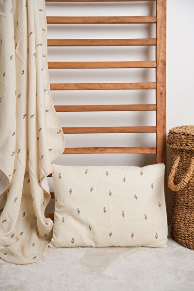 Pithy بطانية موسلين عضوية + كيس وسادة مقاس 35x45 - زهور عتيقة