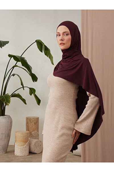 Femple Modest Premium Jersey Shawl - Βουργουνδία, Ενήλικες, Ραμμένο στο πηγούνι, Στιγμιαίο Hijab