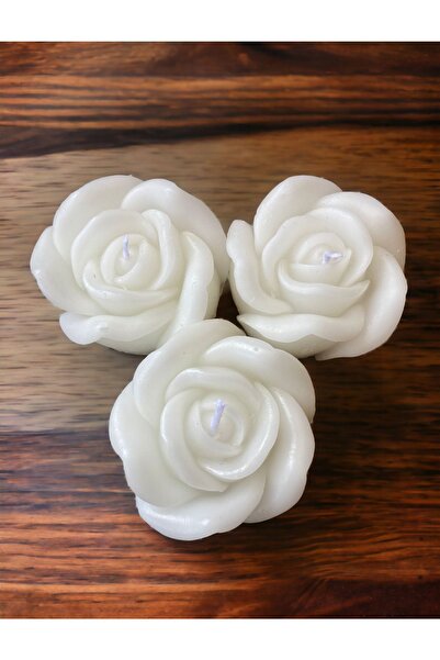 ERSE HOME Gül Desenli Dekoratif 3'lü Mum Seti