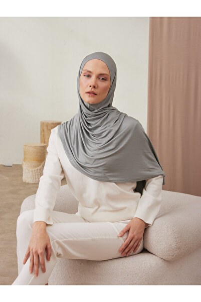 Femple Modest Πρακτικό σάλι ζέρσεϊ Premium | Χρώμα: Γκρι Πράσινο | Μέτρο: Ενήλικος | Ραμμένο με πηγούνι | Στιγμιαίο Hijab