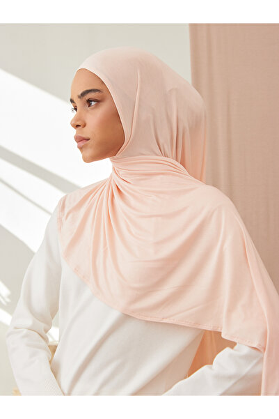 Femple Modest شال جيرسي ممتاز - وردي كريمي، للبالغين، بخياطة الذقن، حجاب مميز