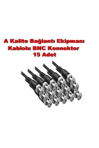 CCTV 15 Adet Hazır Kablolu Bnc Konnektör