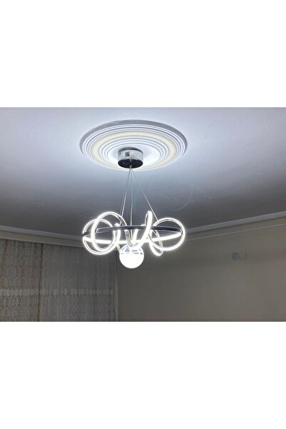 RAVELLO Hünkar Modern Salon Avizesi 3 Renk Işık Kristal Toplu, Krom Kasa