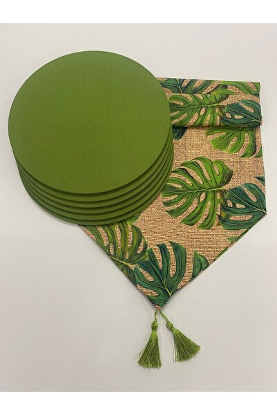 NATURAL HOME الجوت الوحيد نمط ورقة خضراء