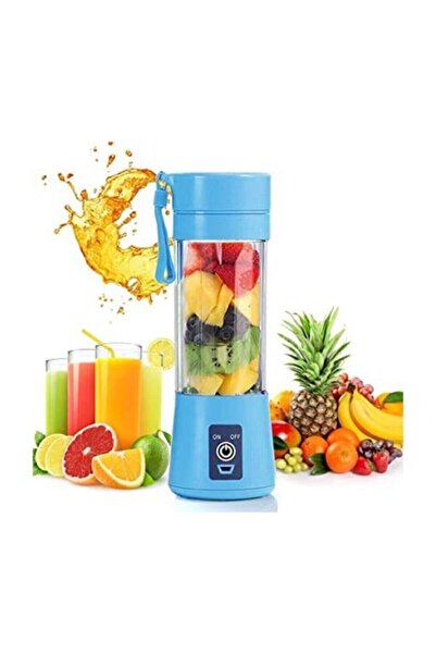 Genel Markalar Portatif Taşınabilir El Blender 380 Ml 6 Bıçaklı Usb Şarjlı Blender-mavi