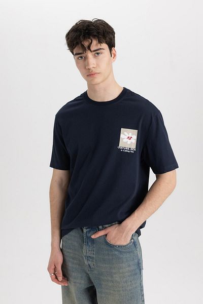 DeFacto T-Shirt mit Rundhalsausschnitt und normaler Passform, bedruckt, C2081ax24sm