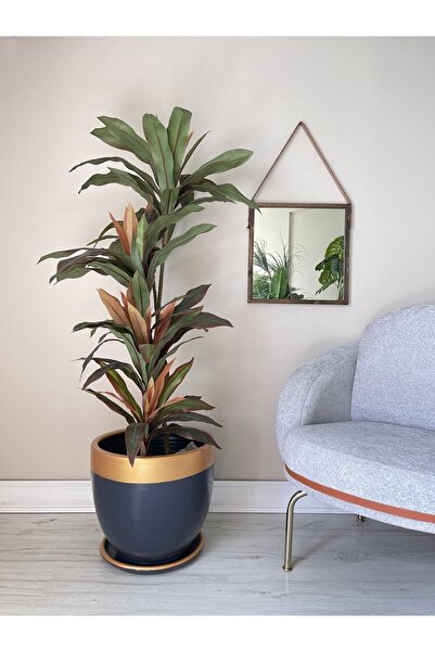 odka 10litre Saksı Tabaklı Çap: 25cmx Yükseklik: 23cm Antrasit Gold