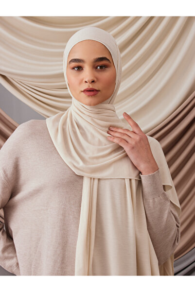 Femple Modest Off-White Bamboo Twill Jersey Shawl - Hijab 180x70 cm