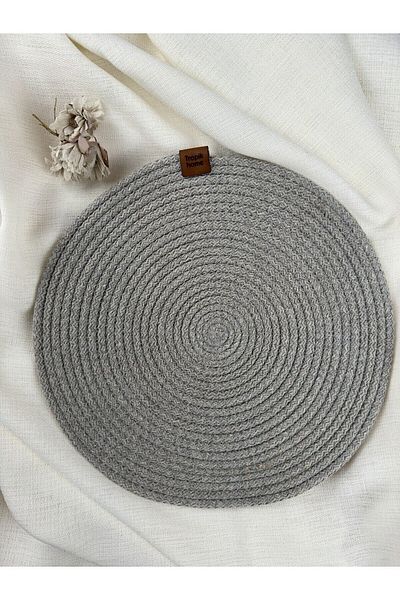 Tropikhome Light Gray Stylish Dowry Set - Wicker Plate, Knitted Presentation, Plate Mat