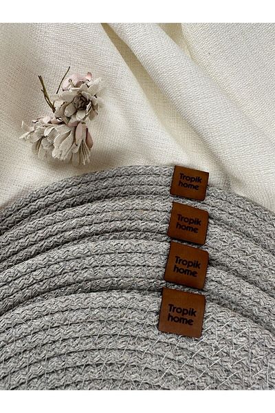 Tropikhome Light Gray Stylish Dowry Set - Wicker Plate, Knitted Presentation, Plate Mat