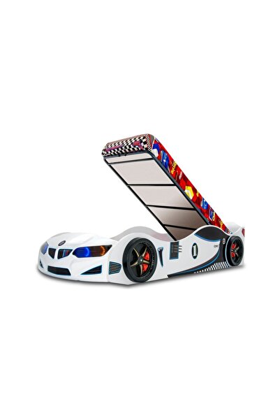 Genel Markalar Bmw Arabalı Yatak - Araba Karyola - Işıklı - Beyaz - Bazalı