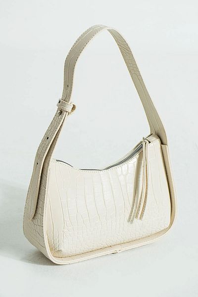 Mercan STORES Cream Women's Crocodile Patterned Baguette Bag MC4000