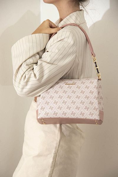 Silver Polo Geantă Crossbody pentru femei model Sp910 - Argintiu Polo Pink Salmon