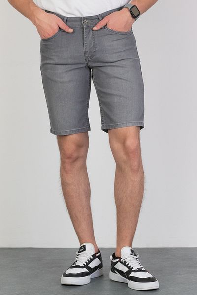 HLT JEANS Geschliffene, bequem geschnittene, flexible, graue Denim-Jeansshorts aus Lycra für Herren Hlt1944k