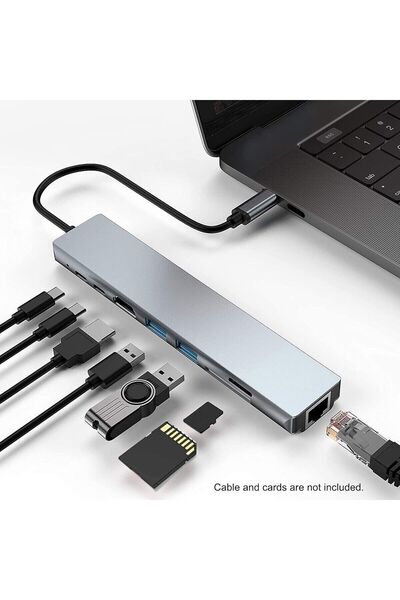 Daytona Cf04 Macbook Uyumlu Type-c™ To 4k Hdmı Usb3 Ethernet 8ın1 Çevirici Adaptör