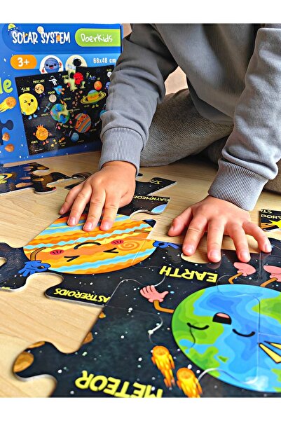 DoerKids Dev Gezegenler Jumbo Yer Puzzle | Eğitici Solar Sistem | 3-6 Yaş 24 Parça