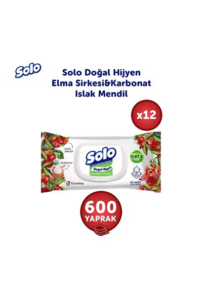 Solo Doğal Hijyen Elma Sirkesi&karbonat Islak Mendil 12'li 600 Yaprak