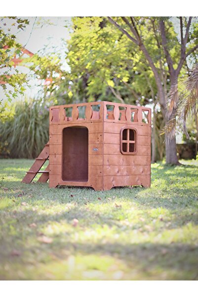 MANDU Ahşap Dublex Köpek Kulübesi (teraslı)