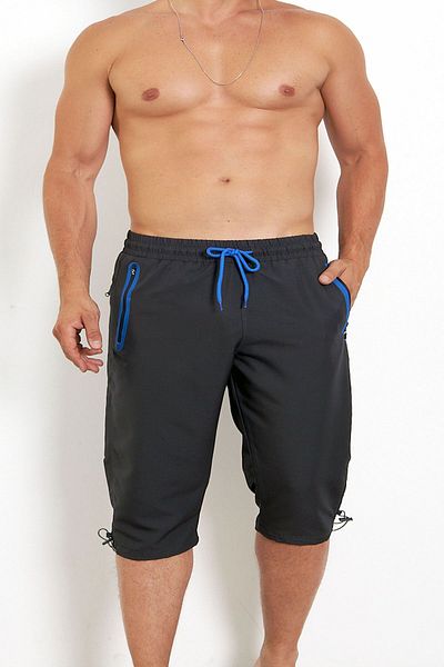 Enrico Ferry Anthracite Micropoly Quick Dry Large Size Capri - Elastic Waist, Pocket and Mesh Lining EDY2524B-A