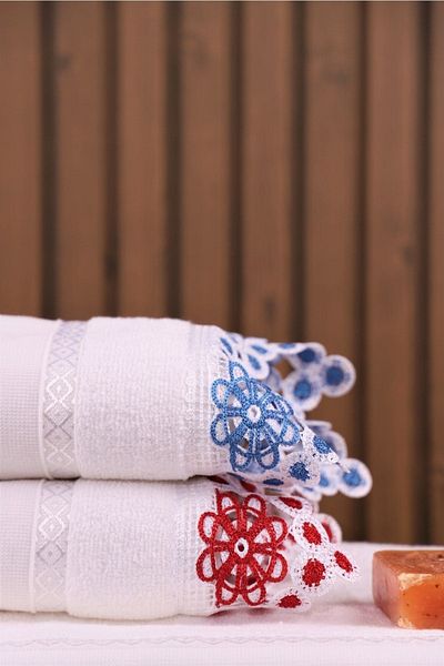 Pidora Textil Τριπλή Κεντημένη Προίκα 50*90 Πετσέτα Προσώπου