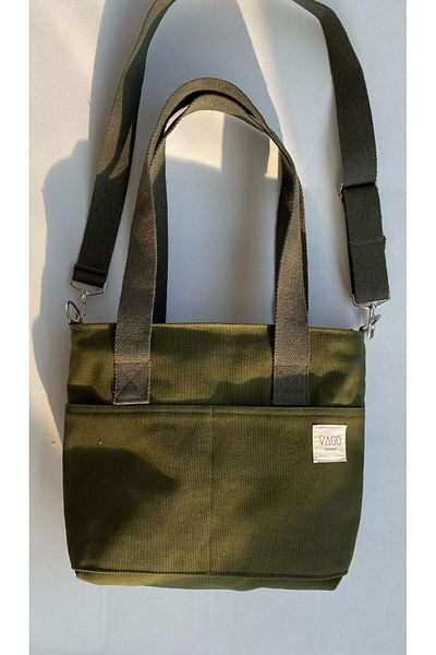 VAGO COLLECTION Khaki College Canvas Bag