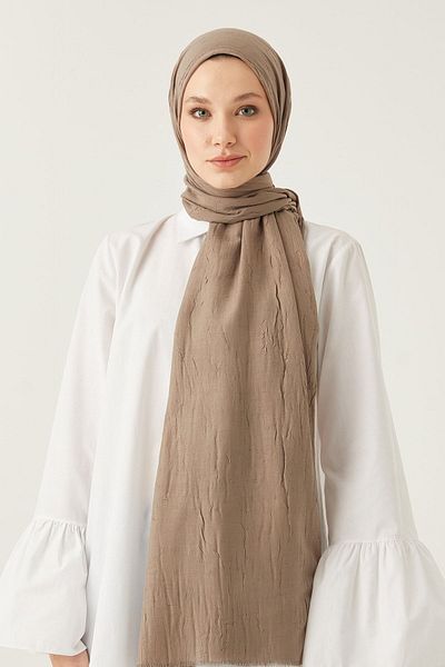 FRESCO SCARFS Γυναικείο Hijab Bamboo Kraş Shawl*σκούρο βιζόν