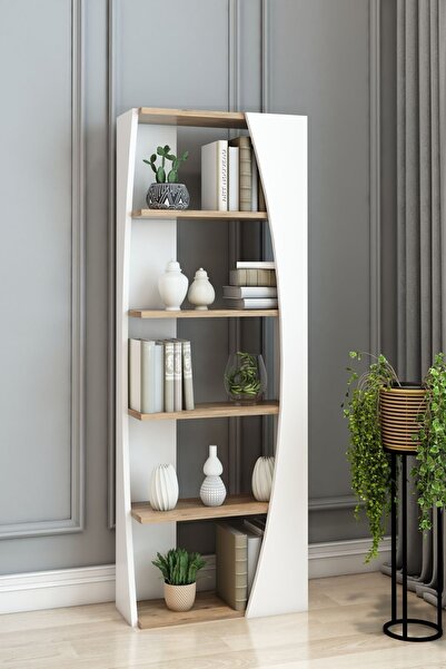 Modalanka İskandinav Model 6 Raflı Kitaplık Dekoratif Salon Kitaplığı Ofis Ki...