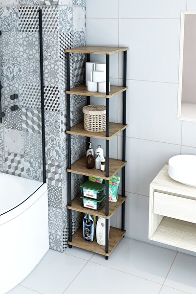 Modalanka 6 Raflı Kare Banyo Dolabı Havluluk Banyo Kileri Banyo Düzenleyici, ...