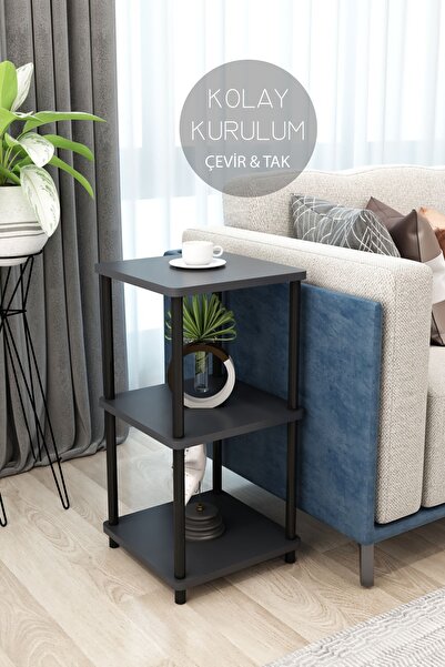 Modalanka 3 Raflı Kare Tasarım Yan Sehpa Kitaplık Özel Tasarım Dekoratif, Kolay Kurulum, Şık Ve Fonksiyonel