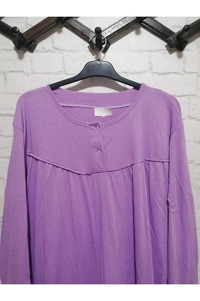 anne moda ankara ثوب نوم صيفي أحادي اللون بأكمام طويلة من القطن