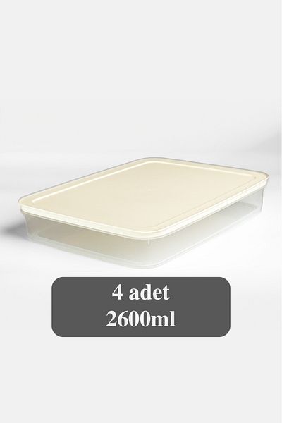 Mutfak Köşesi 4-Piece White Refrigerator Organizer - Microwave, Freezer and Diffuser Convenient Storage Container 4 X 2600 ml