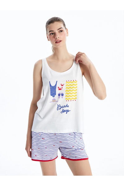 LC Waikiki LCW DREAM Women's Shorts Pajamas Set - Crew Neck, Printed