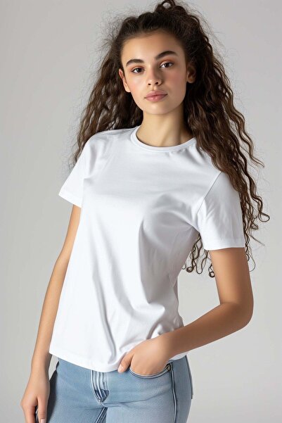 Coredra Tricou de bază obișnuit pentru femei - alb