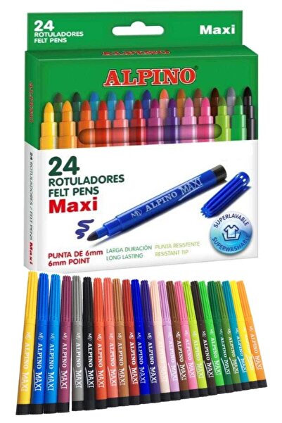 Artlantis 24 Renk Jumbo Keçeli Boya Kalemi 1 Paket Alpino Maxi 24 lü Keçeli K...
