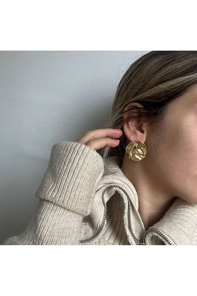 DEMOKAN Special Design Women's Round Earrings - Abstract Plate