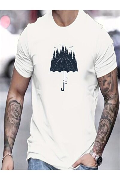 CLASSY.MODA تي شيرت جيرسي واحد - تي شيرت أبيض مطبوع بأكمام قصيرة ورقبة دائرية...