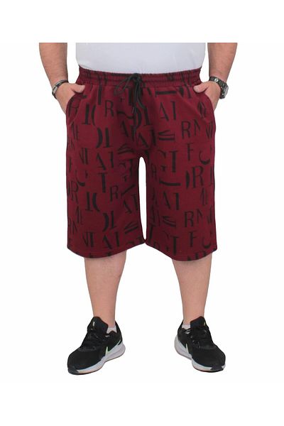MocGrande Men's Plus Size Combed Cotton Shorts Letter Dance 24644 Claret Red