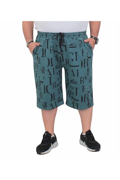 MocGrande Plus Size Men's Combed Cotton Shorts - Letter Dance 24644 CAGLA