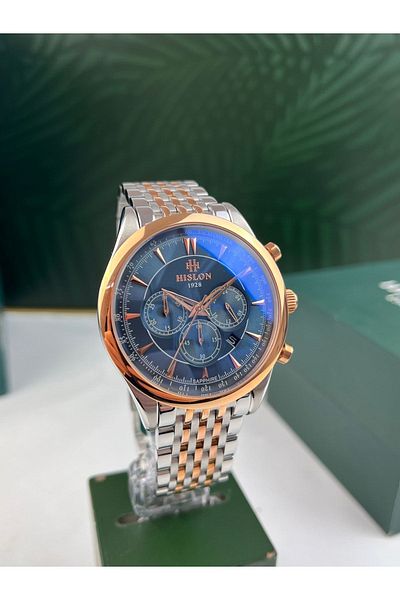 Hislon Steel Men's Wristwatch Jubilee Cord Curved Sapphire (Anti-Scratch) Glass 5 Atm Waterproof